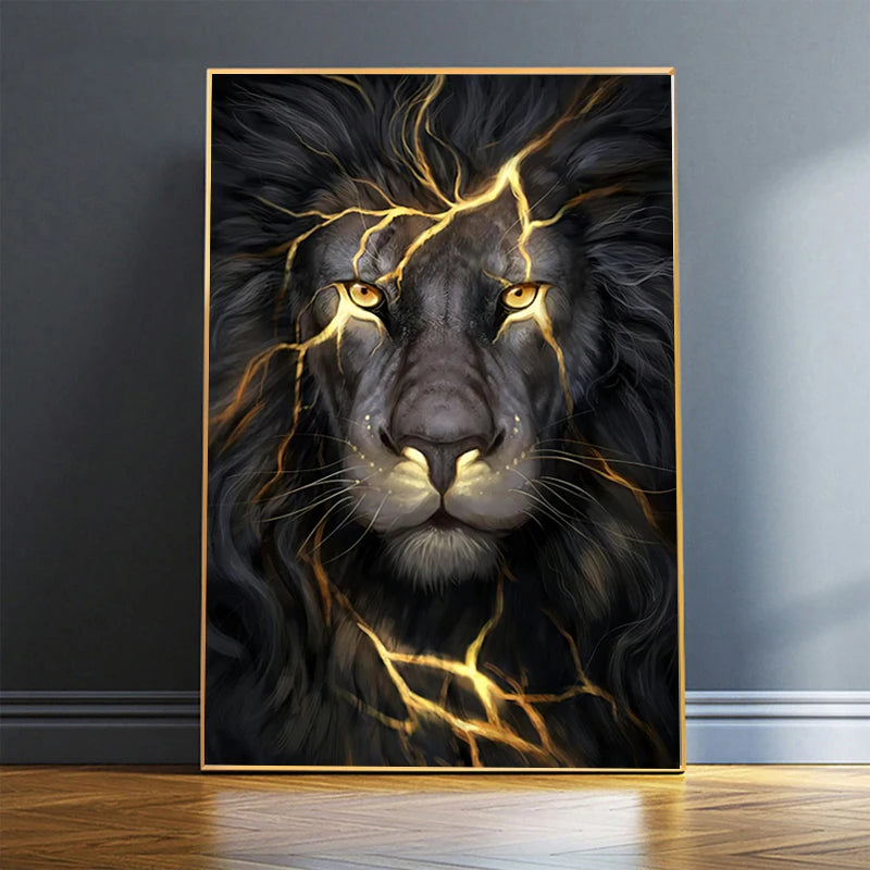 Abstract Lion Canvas Painting Modern Animal Cuadros Wall Art Posters and Prints for Living Room Home Decor No Frame - NICEART