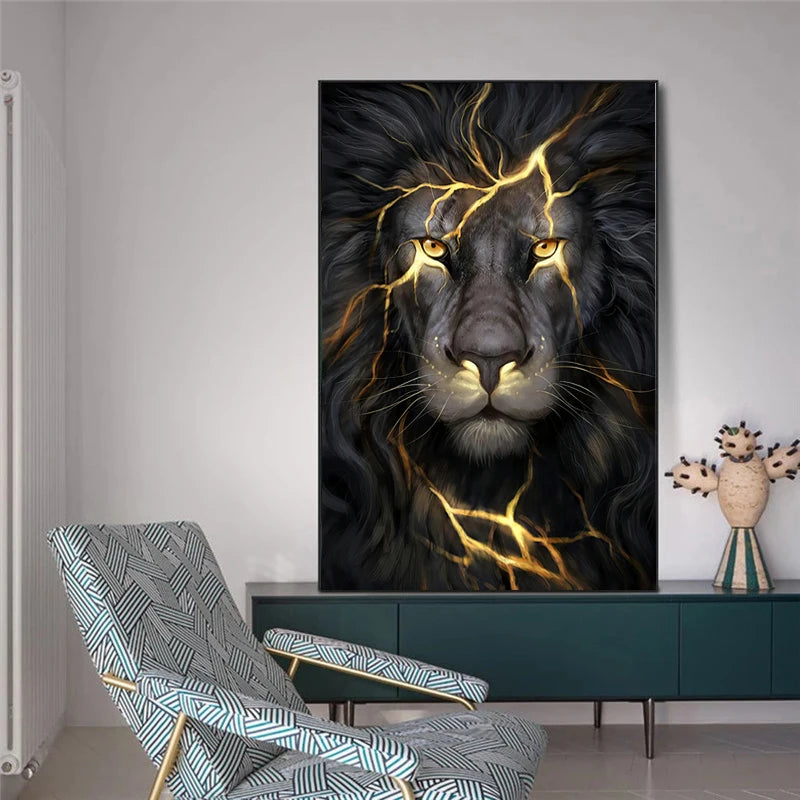 Abstract Lion Canvas Painting Modern Animal Cuadros Wall Art Posters and Prints for Living Room Home Decor No Frame - NICEART