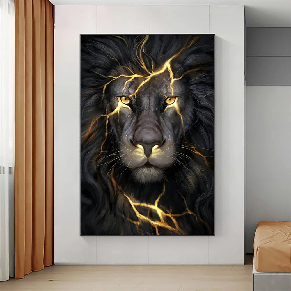 Abstract Lion Canvas Painting Modern Animal Cuadros Wall Art Posters and Prints for Living Room Home Decor No Frame - NICEART