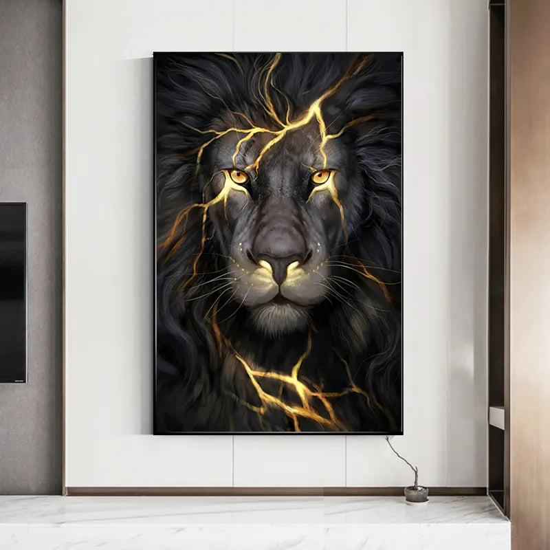 Abstract Lion Canvas Painting Modern Animal Cuadros Wall Art Posters and Prints for Living Room Home Decor No Frame - NICEART