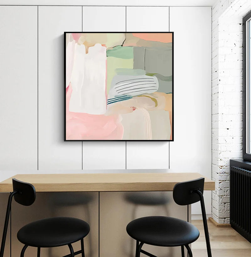 Abstract Modern Pink White Green Poster Scandinavian Canvas Painting Wall Art Print Square Picture Home Living Room Decoration - NICEART