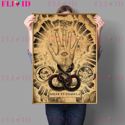 Medieval Retro,Witchcraft,Magic And Mysterious Wall Art Canvas Painting Decorative Poster And Prints For Living Room - niceart