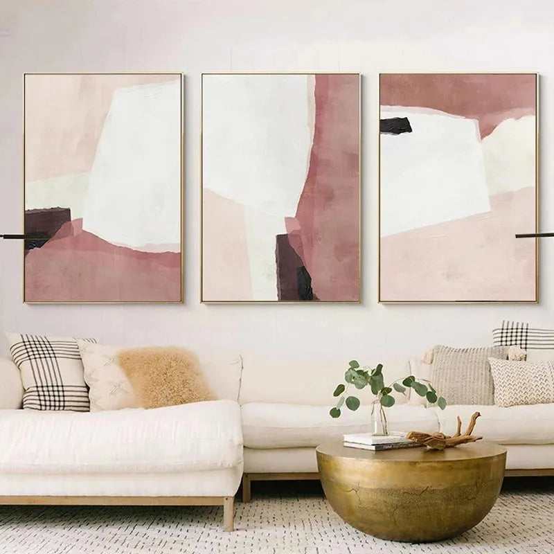 Minimalist Scandinavian Pink Canvas Wall Art Paintings Modern Nordic Abstract Posters Print Pictures for Dining Room Home Decor - NICEART