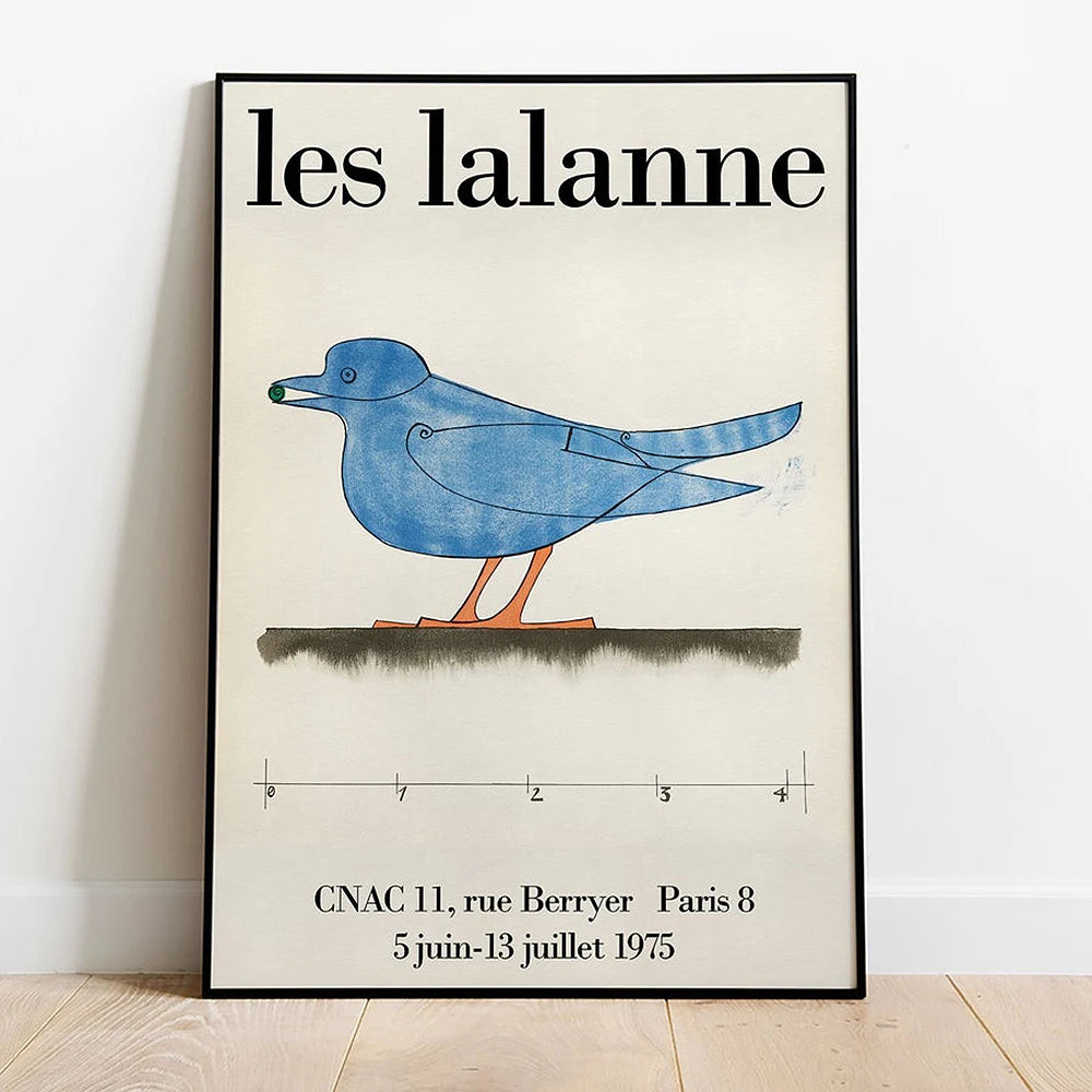 Vintage Les Lalanne Blue Bird Poster Prints Jean Cocteau Abstract Canvas Painting Exhibition Wall Art Pictures Livingroom Decor - NICEART