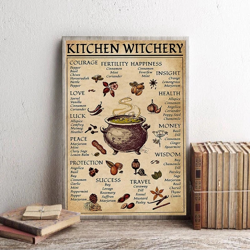 Funny Witches Magic Knowledge Canvas Paintings Kitchen Witchery Posters and Print Wall Art Picture for Living Room Decor Cuadros - niceart