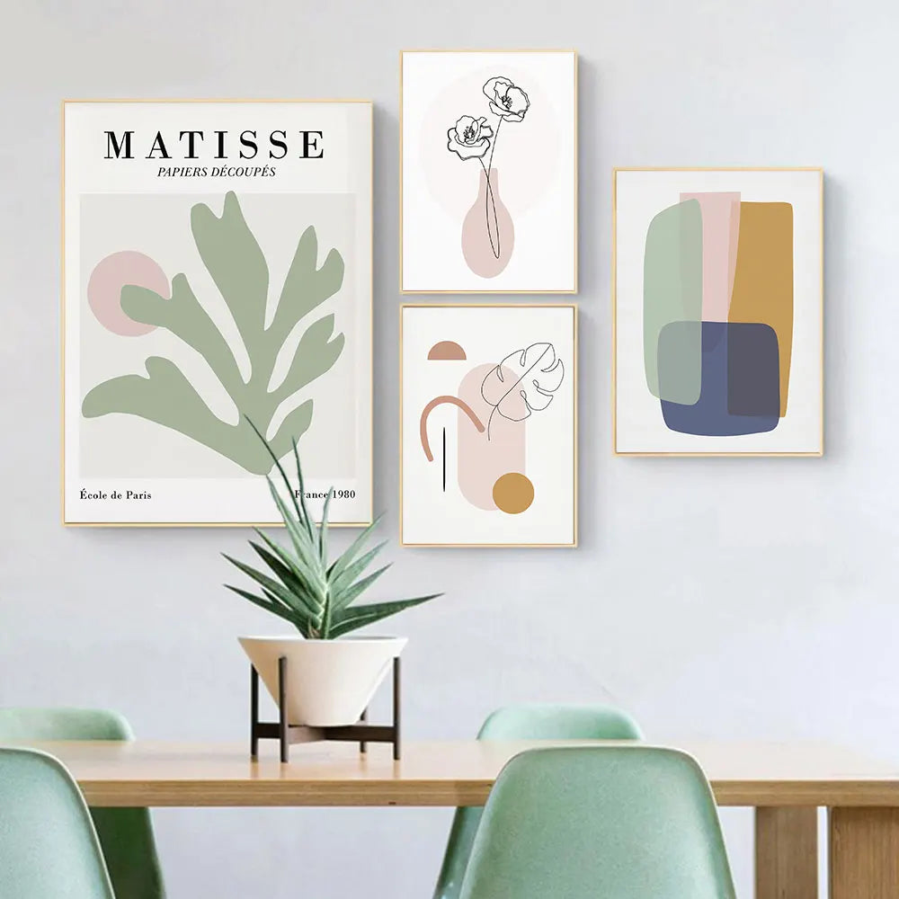 Matisse Abstract Poster Pink Green Line Art Print Nordic Botanical Canvas Painting Modern Wall Picture Living Room Home Decor - NICEART