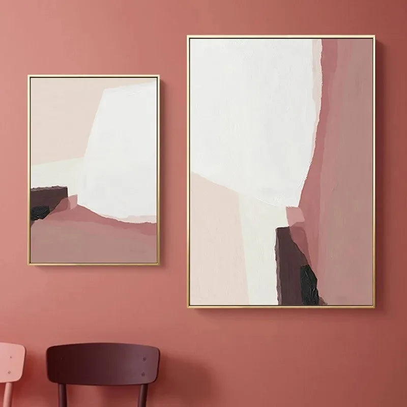 Minimalist Scandinavian Pink Canvas Wall Art Paintings Modern Nordic Abstract Posters Print Pictures for Dining Room Home Decor - NICEART