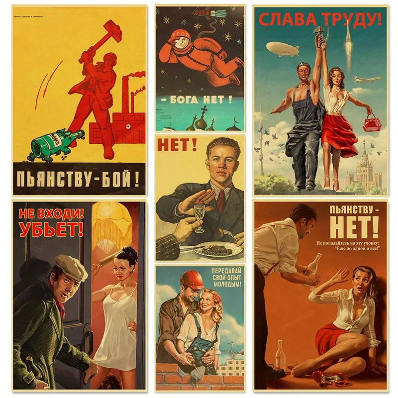 Buy 3 Get 1 Free Stalin USSR CCCP Poster High Quality Prints and Posters Wall Art Retro Painting for Home Room Wall Decor - NICEART