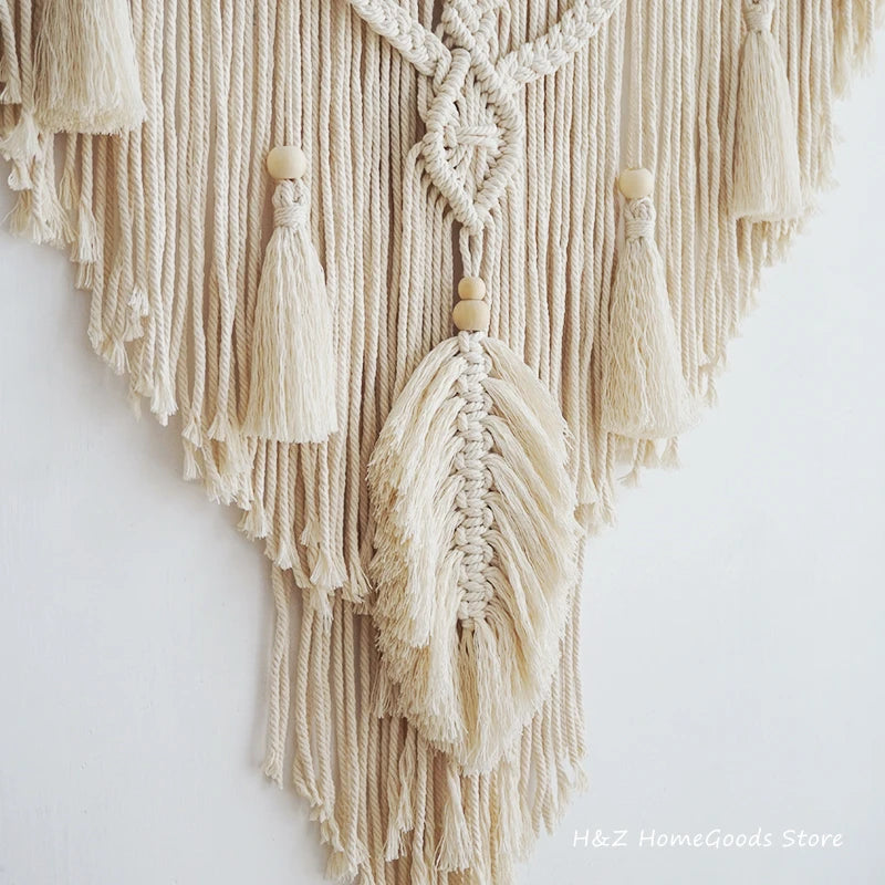 Nordic Bohemian Macrame Wall Hanging Tassel Boho Tapestry Hand-Woven For Home Decor Livingroom Bedroom Room House Decoration