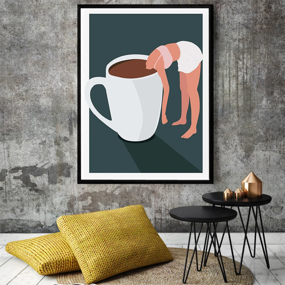 Funny Wall Art Canvas Painting Nordic Coffee Cups Coffee Lover Kitchen Posters And Prints Wall Pictures For Bathroom Home Decor - niceart