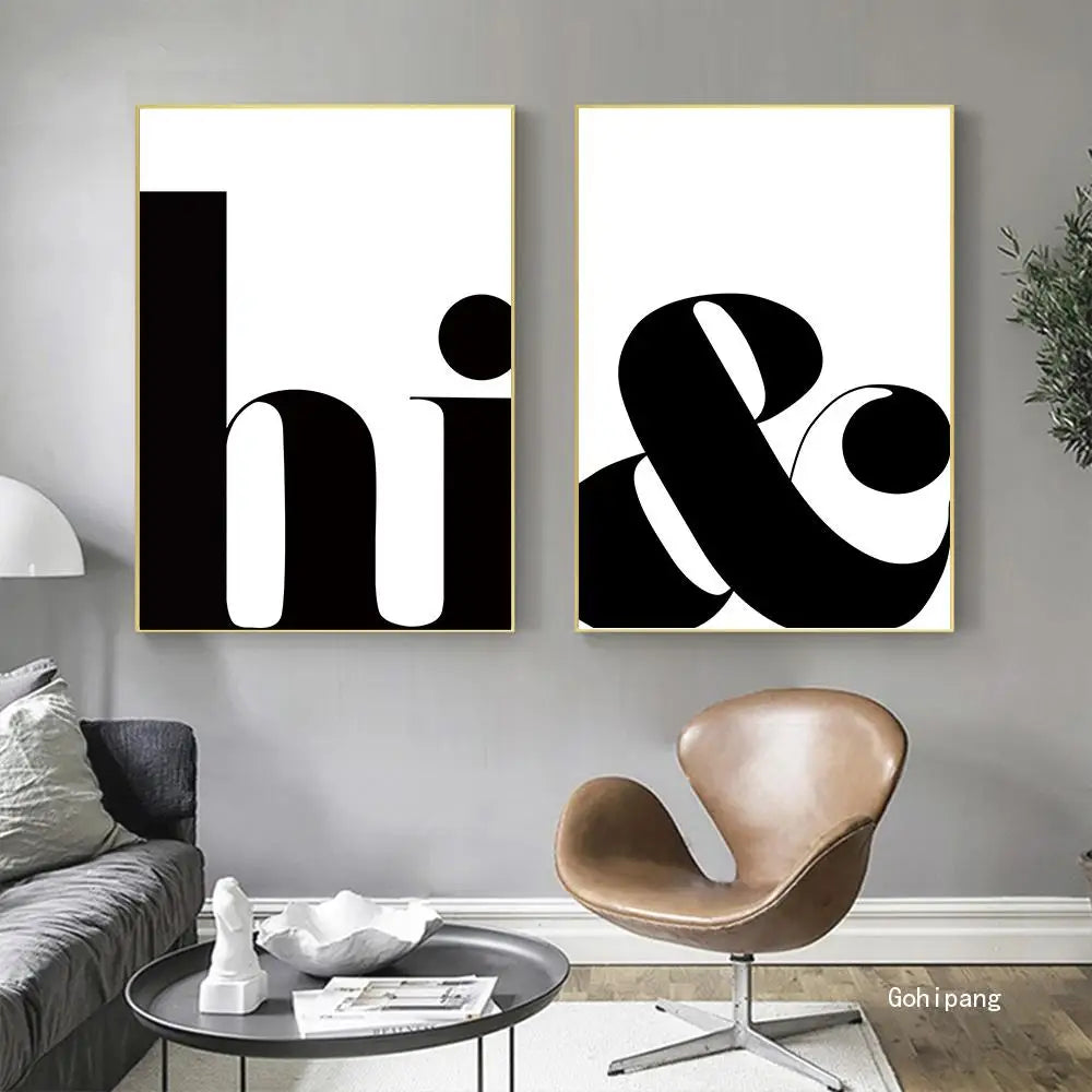 Nordic Hi Quotes Wall Art Canvas Painting Minimalist Posters and Prints Abstract Painting Print Wall Pictures Home Poster Decor - NICEART