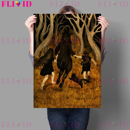 Witches And Magic Brooms Wall Art Canvas Painting The Sheep Of The Witch's Sabbath Baphomet Poster Print For Living Room Decor - niceart