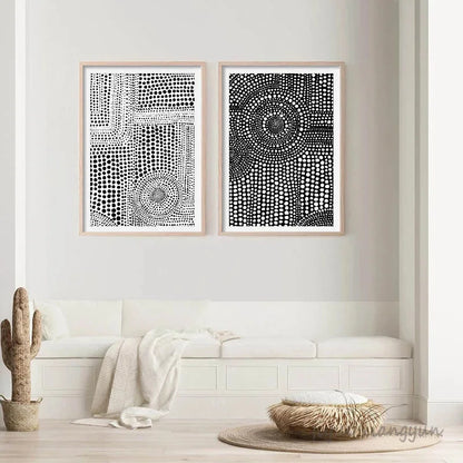Nordic Modern Abstract Black and White Dot Sequence Wall Art Canvas Painting and Print Poster for Living Room Bedroom Home Decor - NICEART