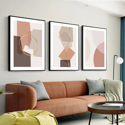 Abstract Pink Geometric Oil Painting Printed On Canvas Nordic Wall Art Picture Prints And Poster For Room Coffee Decoration - NICEART