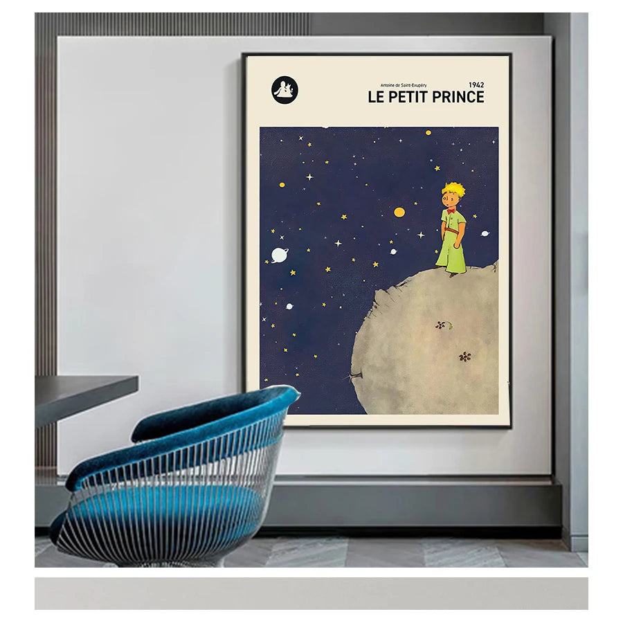 Prints Nursery Wall Art Canvas Painting Le Petit Prince Book Cover Poster Kids Room Wall Decor The Little Prince French Version - niceart