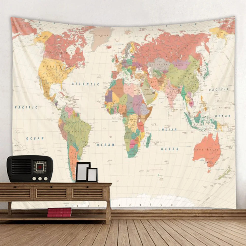 HD super large world map printing tapestry is soft and easy to care for wall decoration hanging cloth