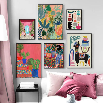Modern Multicolored Abstract Garden PLants Wall Art Canvas Painting Picture Posters and Prints Gallery Aisle Unique Home Decor - niceart