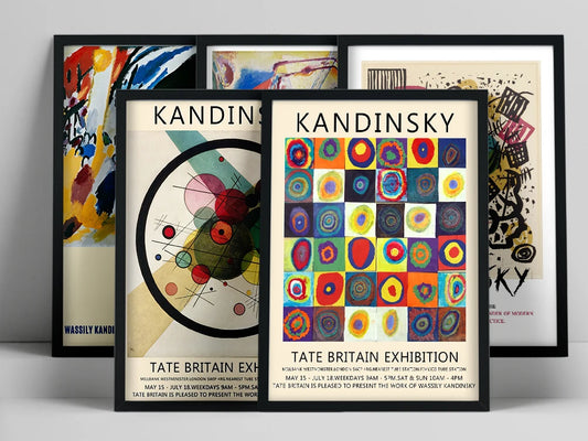 Kandinsky Exhibition Poster Vintage Colourful Abstract Canvas Painting Wall Art Prints Picture for Living Room Home Decoration - NICEART