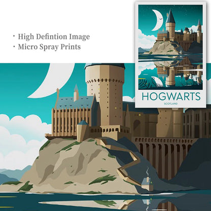 Movie Hogwart Castle Posters and Prints Castle Lake Sun Canvas Painting Abstract Pictures For Kid Room Home Decoration Wall Art - NICEART