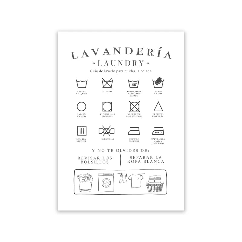 LAVANDERIA Spanish Laundry Room Wall Art Decoration Canvas Painting Picture Minimalist Posters and Prints Spain Gifts - niceart