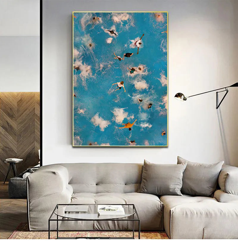 Summer Swimming Party Wall Art Prints Nordic Poster Swimming Pool Aerial Photography Canvas Painting Picture Living Room Decor - NICEART