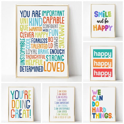 Positive Kid Classroom Wall Picture Inspirational Poster Education Playroom Motivational Art Canvas Painting Child Bedroom Decor - NICEART