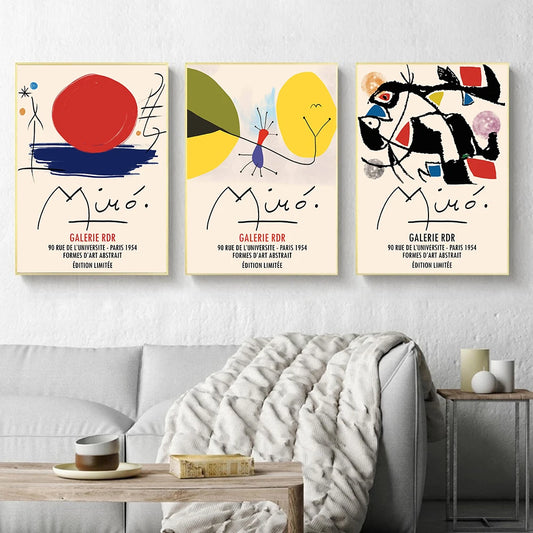 Joan Miro Vintage Abstract Exhibition Wall Art Canvas Painting Nordic Posters and Prints Wall Pictures for Living Home Decor - NICEART