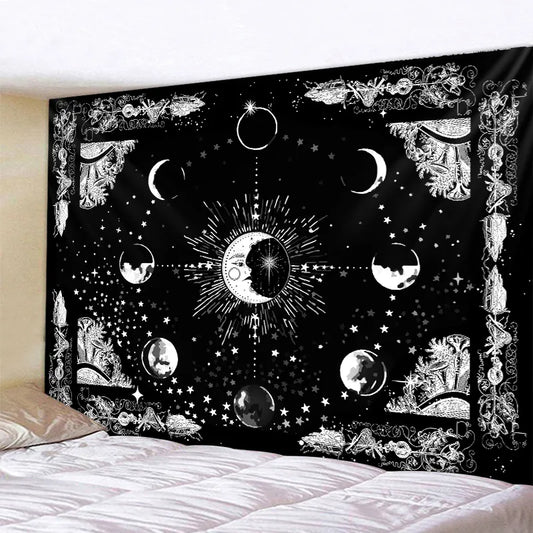 Sun Moon Mandala tapestry Indian witchcraft tapestry Bohemian decorative hippie, living room home decoration mattress