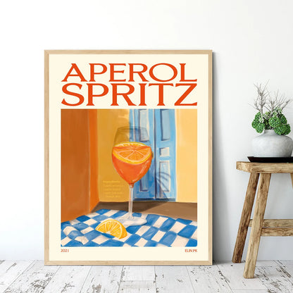 Cartoon Fruit Juice Aperol Spritz Posters And Print Sangria Drink Negroni Canvas Painting Club Bar Shop Home Decoration Gifts - NICEART