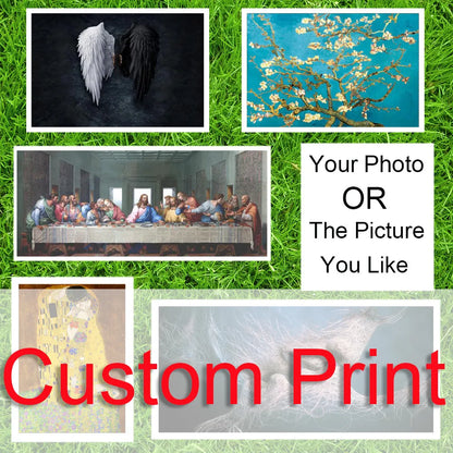 Custom Print Canvas Art Posters And Prints Family Photo Anime Movie Pet Wedding Landscape Anniversary Slogan For Home Decoration - NICEART