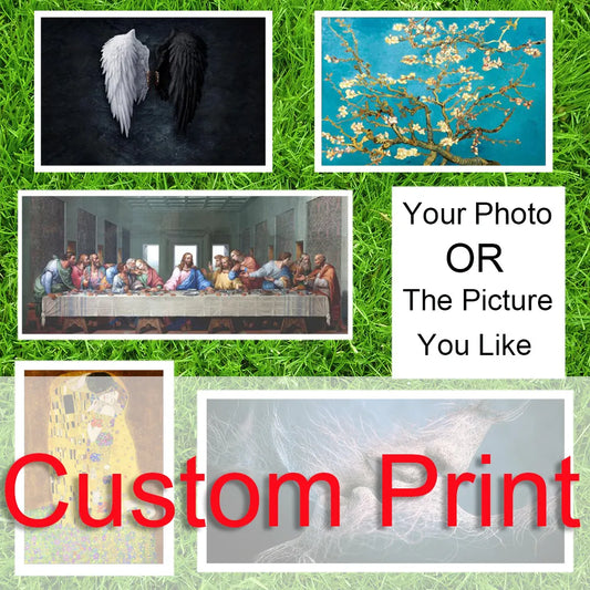 Custom Print Canvas Art Posters And Prints Family Photo Anime Movie Pet Wedding Landscape Anniversary Slogan For Home Decoration - NICEART