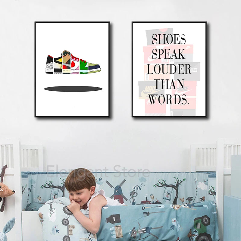 Fashion Sneaker Box Wall Posters Art Prints Modern Sneakerhead Quote Canvas Painting Wall Pictures Teenager Boys Room Decor - NICEART