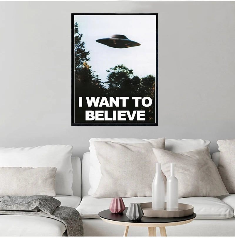 I WANT TO BELIEVE - The X Files Art Silk Or Canvas  UFO TV Series  Print Canvas Painting Decorative Picture Home Decor - niceart