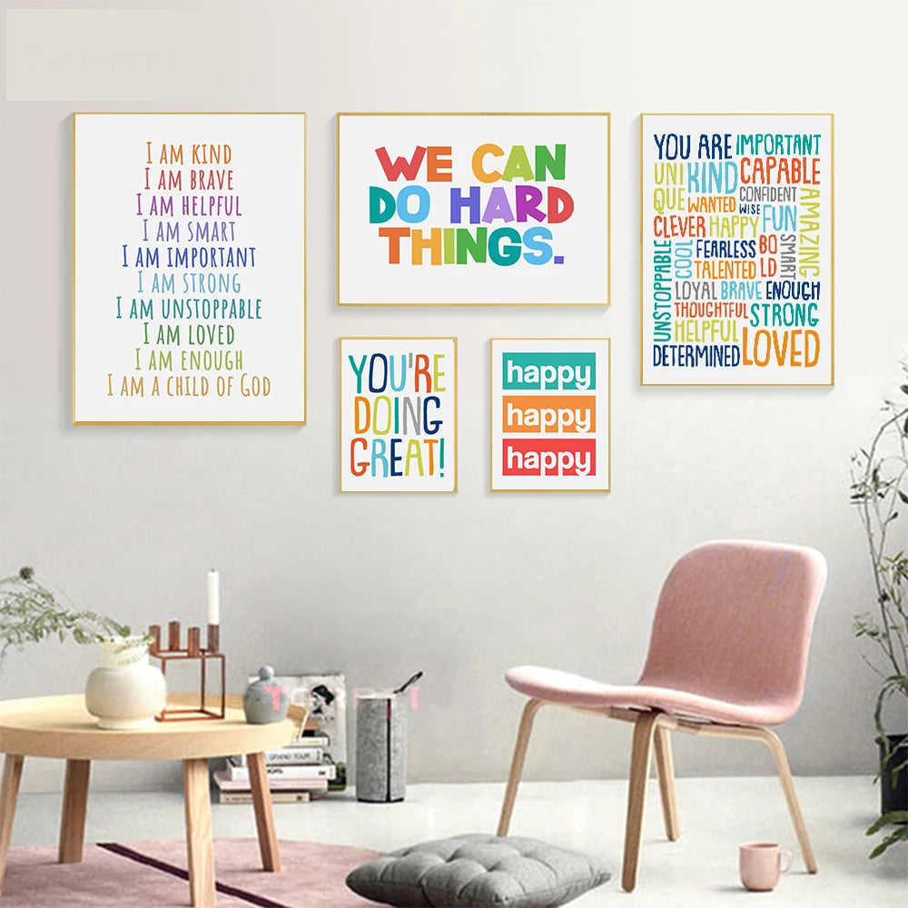 Positive Kid Classroom Wall Picture Inspirational Poster Education Playroom Motivational Art Canvas Painting Child Bedroom Decor - NICEART