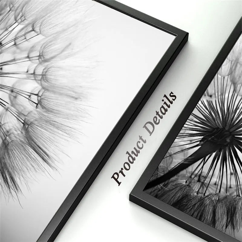 Black White Dandelion Flower Canvas Poster Nature Plant Nordic Print Botanical Wall Art Painting Abstract Picture Room Decoation - NICEART