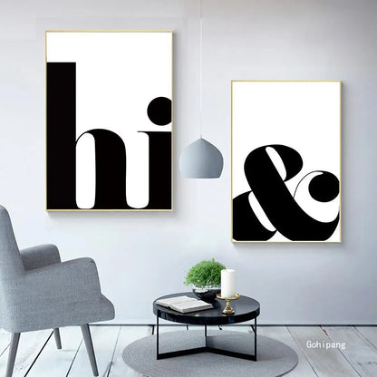 Nordic Hi Quotes Wall Art Canvas Painting Minimalist Posters and Prints Abstract Painting Print Wall Pictures Home Poster Decor - NICEART