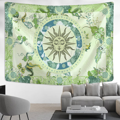 Burning Sun Tapestry Wall Hanging Flower Vine Retro Mysterious Hippie Bohemian Witchcraft Home Decor