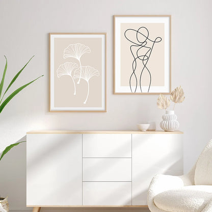 Neutral Gallery Beige Abstract Figure Line Art Wave Bedroom Decor Canvas Paintings Poster Pictures Prints Apartment Wall Decor - NICEART