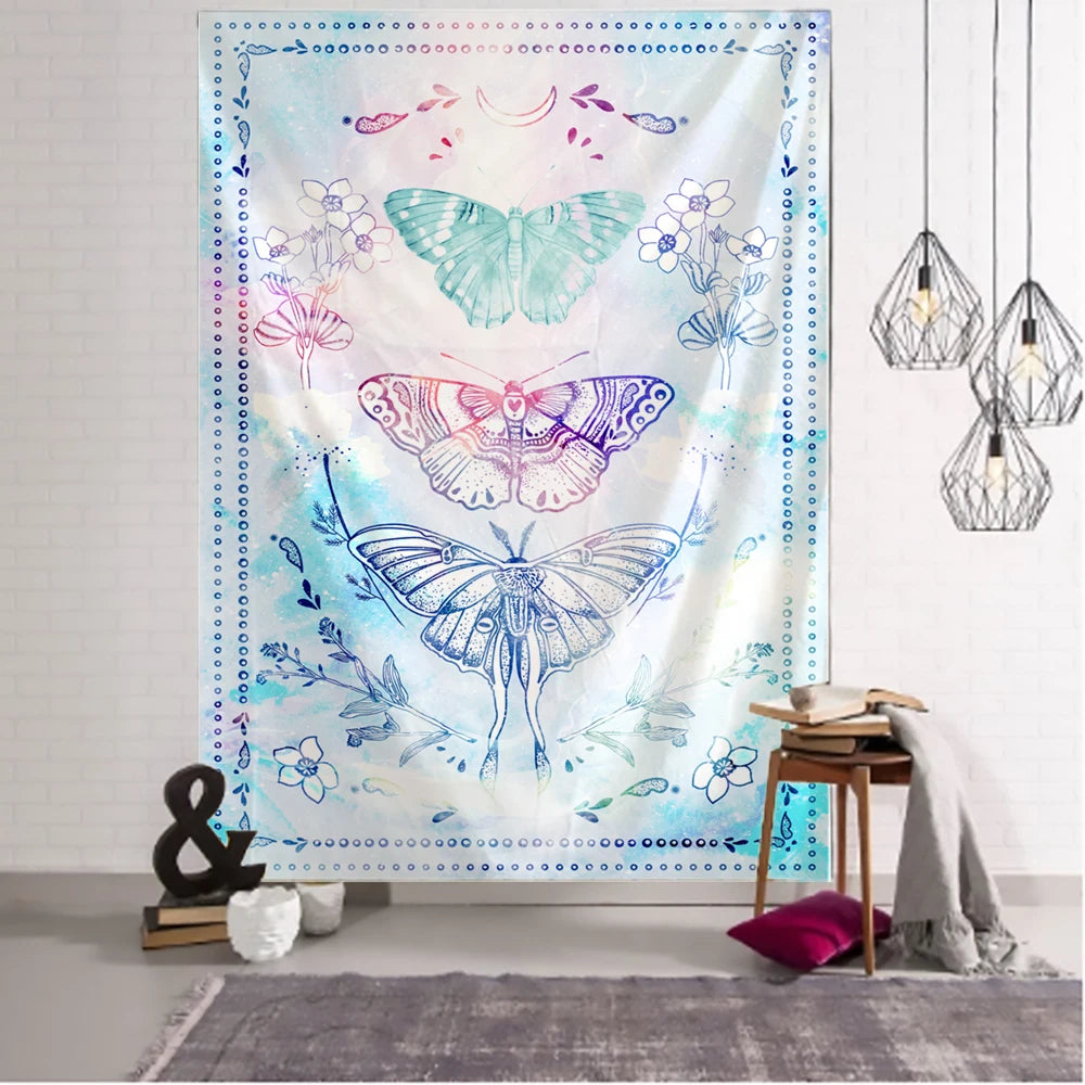 Psychedelic Butterfly Tarot Tapestry Wall Hanging Witchcraft Bohemian Hippie Tapiz Dormitory Home Decor - NICEART