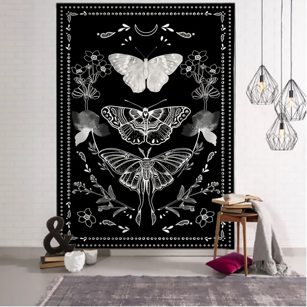 Psychedelic Butterfly Tarot Tapestry Wall Hanging Witchcraft Bohemian Hippie Tapiz Dormitory Home Decor - NICEART