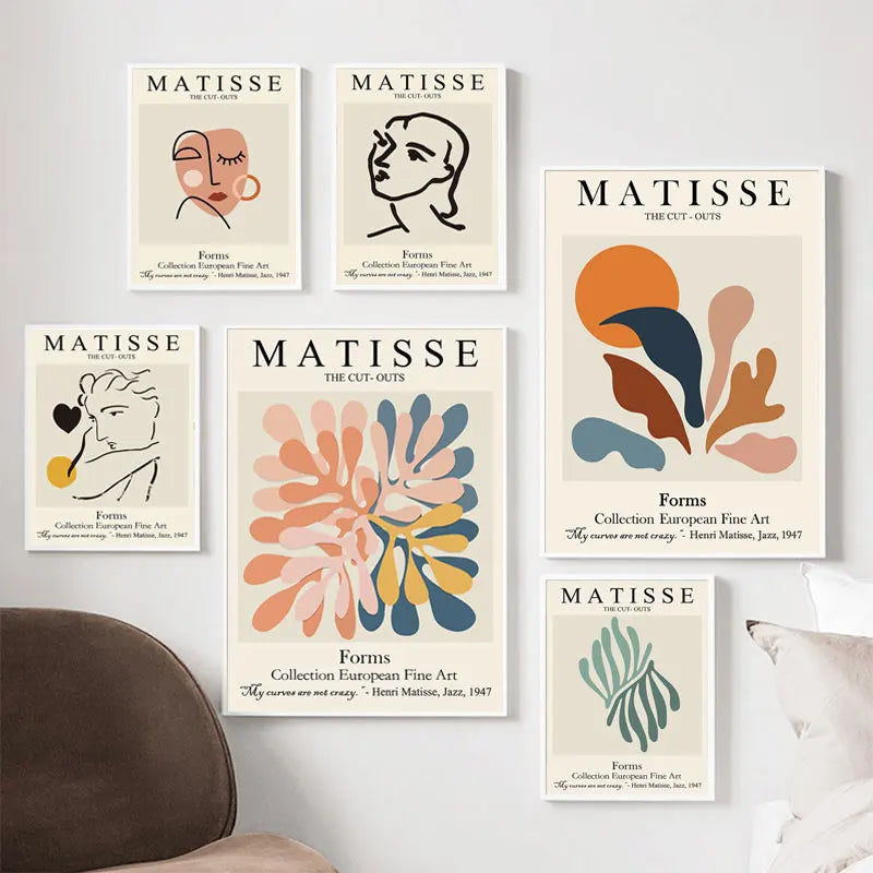 Abstract Wall Art Matisse Poster Line Face Coral Leaves Posters and Prints Canvas Paintings for Interior  Pictures Room Decor - NICEART