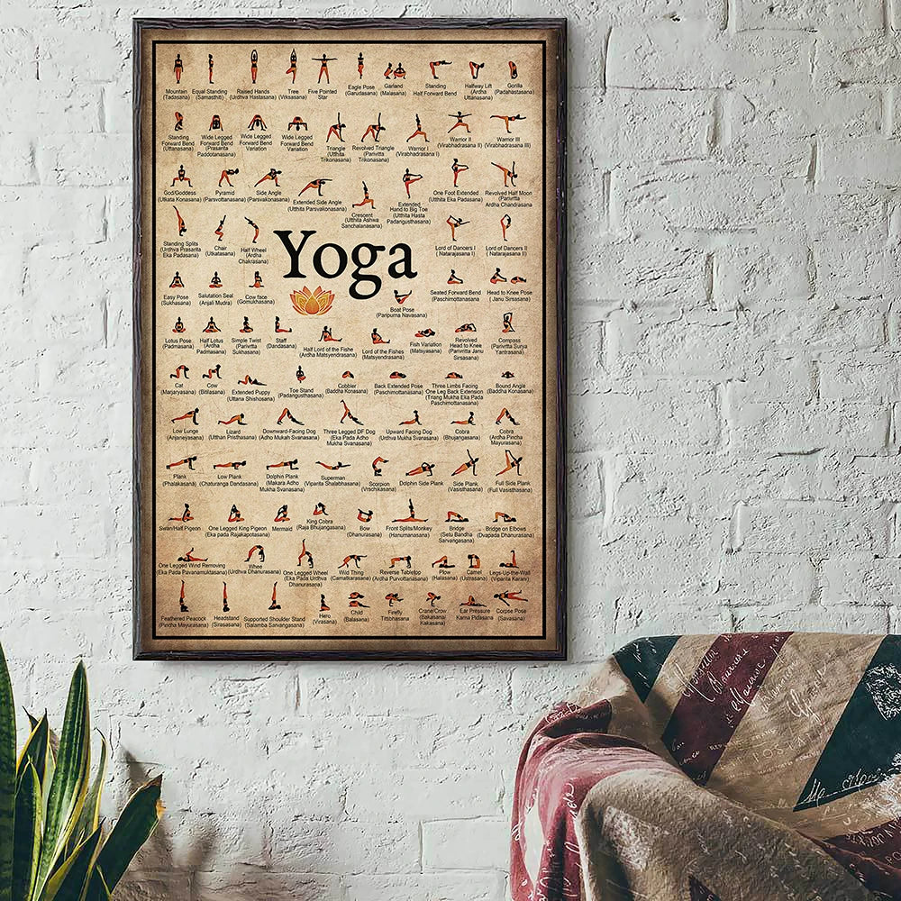 Home Exercise Gym Yoga Ashtanga Chart Pose Health Poster Wall Art Canvas Painting Yoga Print Living Room Home Wall Decor - niceart