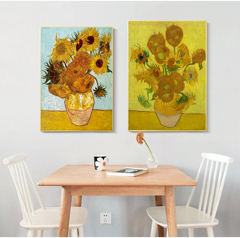 Vincent Van Gogh Golden Sunflower Poster Print  Floral Vase Oil Painting Canvas Art Modern Wall Picture for Living Room - NICEART