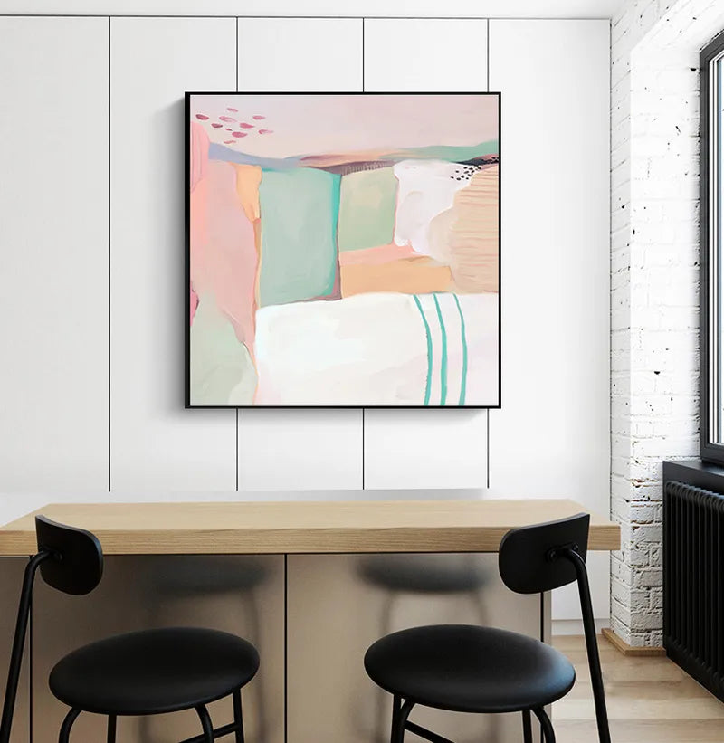 Abstract Modern Pink White Green Poster Scandinavian Canvas Painting Wall Art Print Square Picture Home Living Room Decoration - NICEART