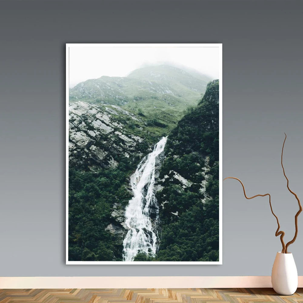 Abstract Moon Waterfall Picture Scandinavian Poster Nordic Style Print Nature Scenery Wall Art Canvas Painting Modern Room Decor - NICEART