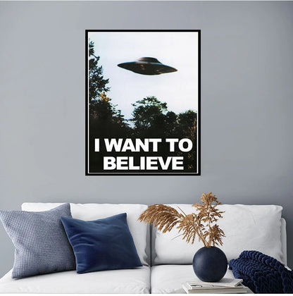 I WANT TO BELIEVE - The X Files Art Silk Or Canvas  UFO TV Series  Print Canvas Painting Decorative Picture Home Decor - niceart