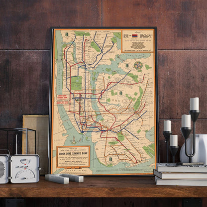 Vintage Subway Maps New York City Nordic Poster Wall Art Canvas Painting Posters Wall Pictures For Living Room Decor Unframed - niceart