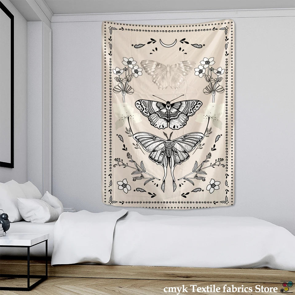 Psychedelic Butterfly Tarot Tapestry Wall Hanging Witchcraft Bohemian Hippie Tapiz Dormitory Home Decor - NICEART