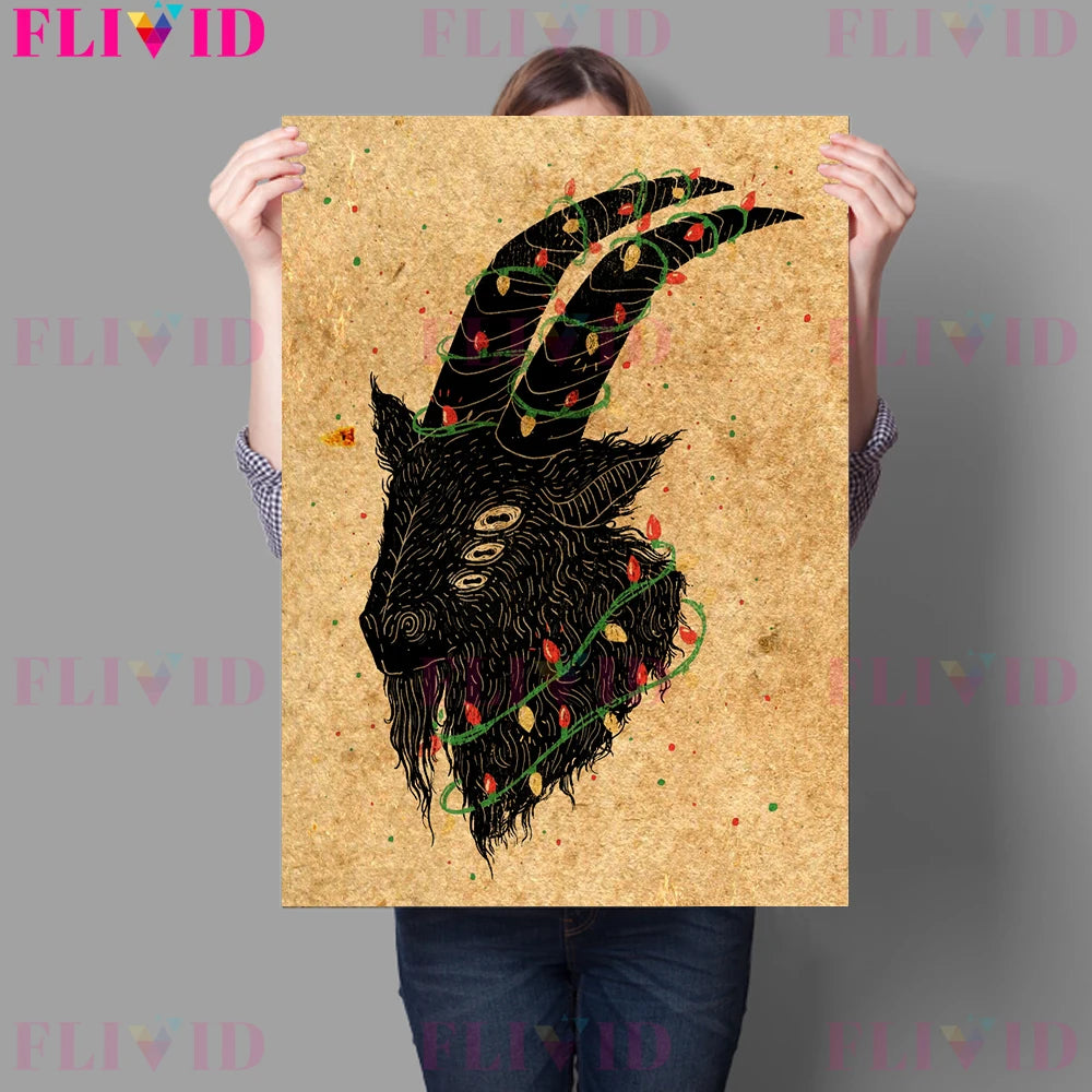 Witches And Magic Brooms Wall Art Canvas Painting The Sheep Of The Witch's Sabbath Baphomet Poster Print For Living Room Decor - niceart