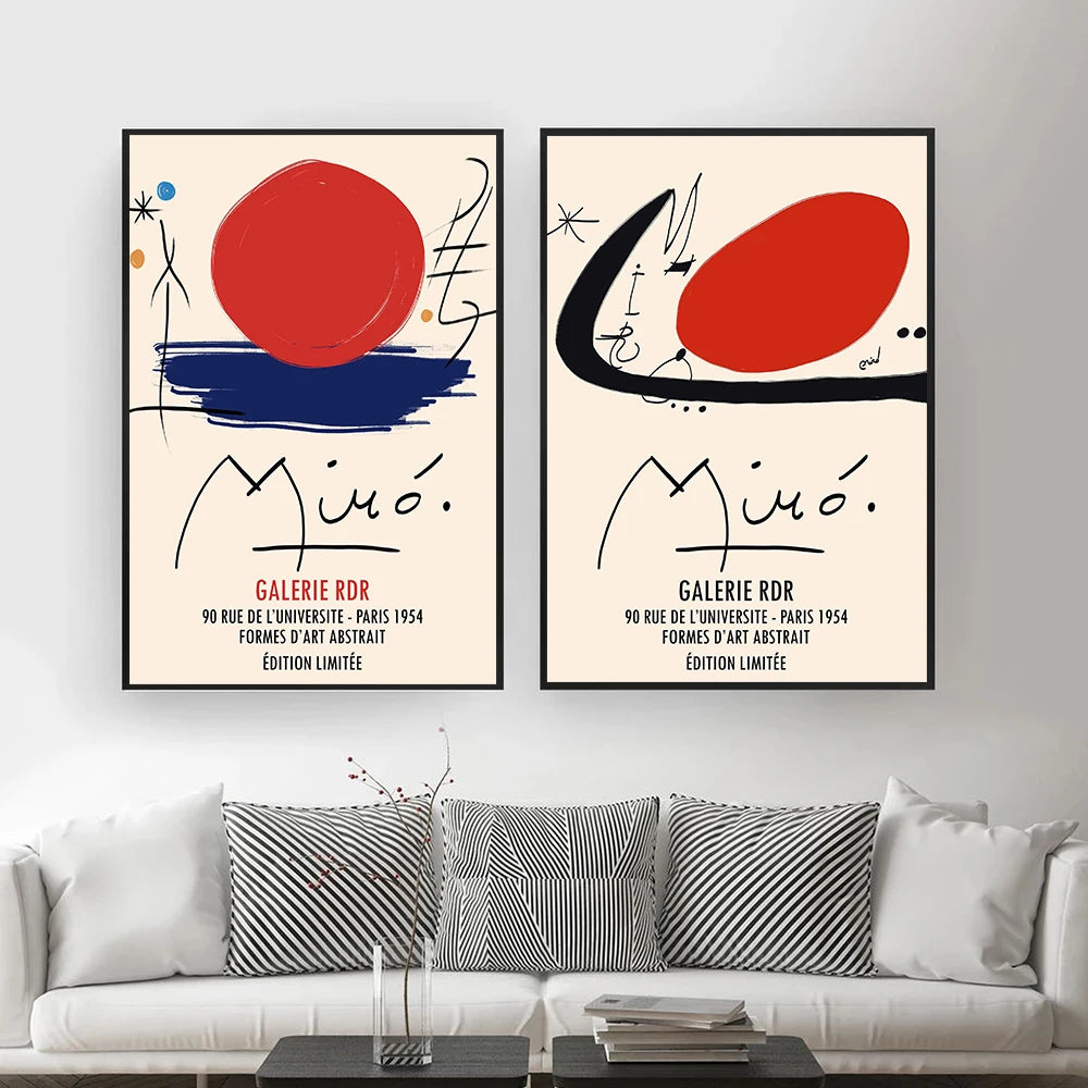Joan Miro Vintage Abstract Exhibition Wall Art Canvas Painting Nordic Posters and Prints Wall Pictures for Living Home Decor - NICEART